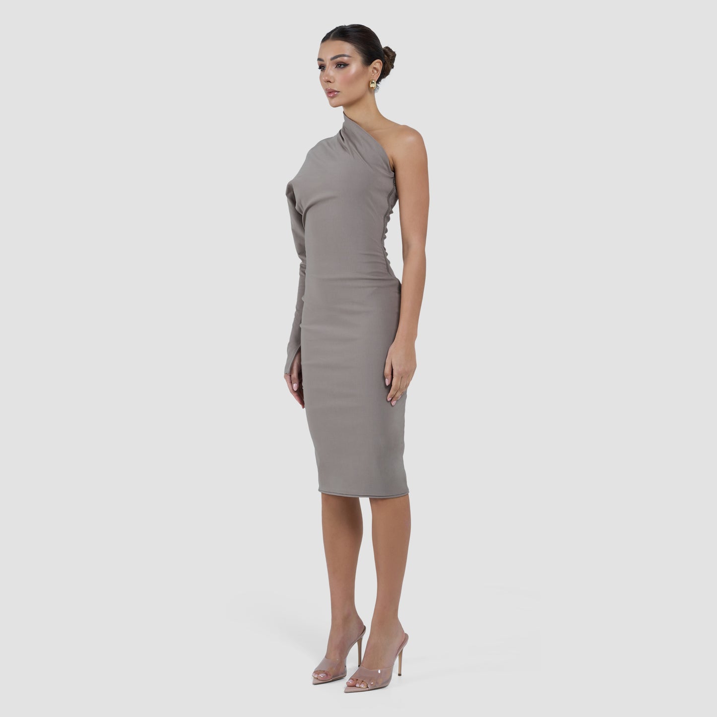 MAYA DRESS MIDI - TAUPE