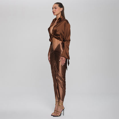 ARIEL SKIRT  - CHOCOLATE