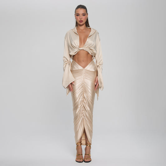 SOPHIA CROPPED BLOUSE  - CHAMPAGNE