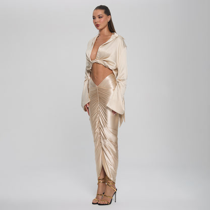 SOPHIA CROPPED BLOUSE  - CHAMPAGNE