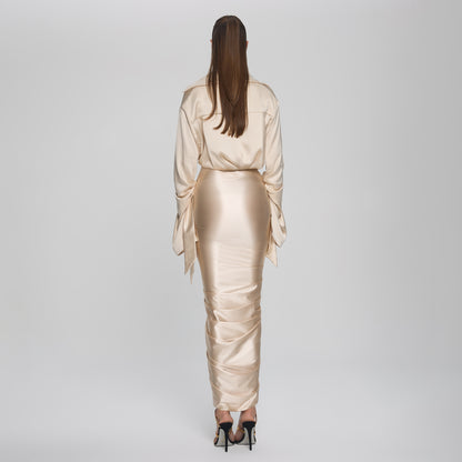 SOPHIA CROPPED BLOUSE  - CHAMPAGNE