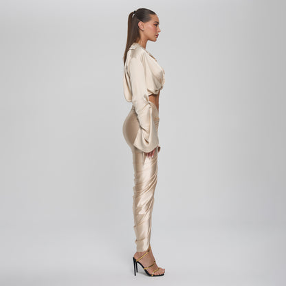 SOPHIA CROPPED BLOUSE  - CHAMPAGNE