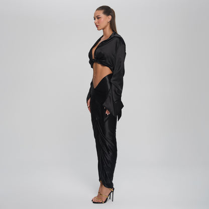 SOPHIA CROPPED BLOUSE  - BLACK