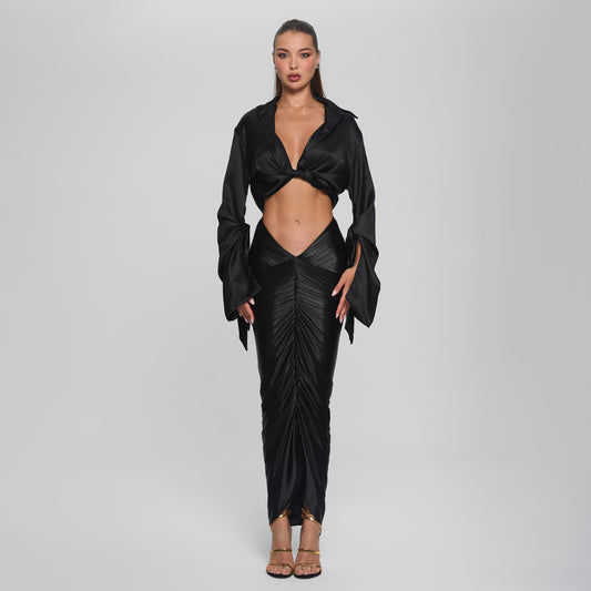 SOPHIA CROPPED BLOUSE  - BLACK