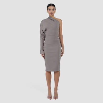 MAYA DRESS MIDI - TAUPE