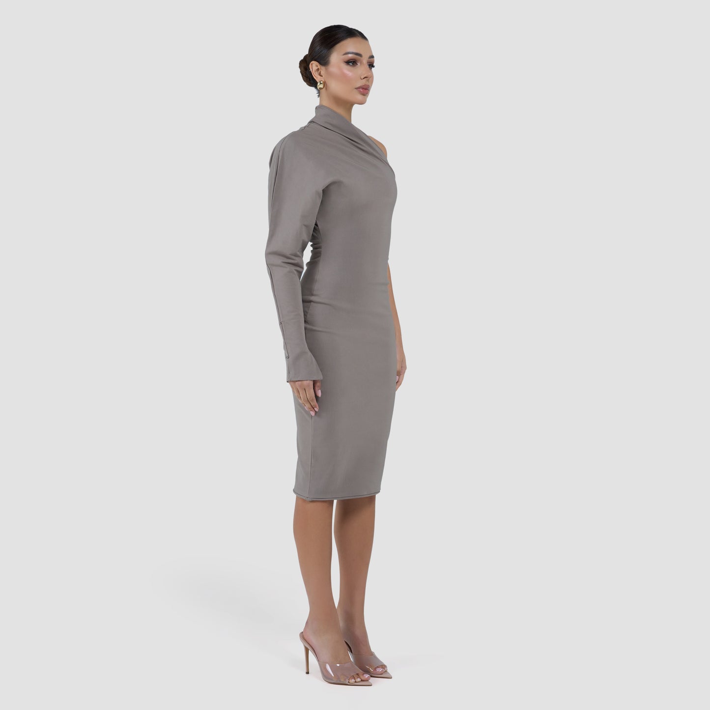 MAYA DRESS MIDI - TAUPE