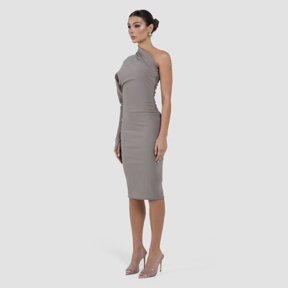 MAYA DRESS MIDI - TAUPE