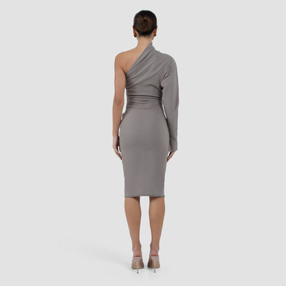 MAYA DRESS MIDI - TAUPE