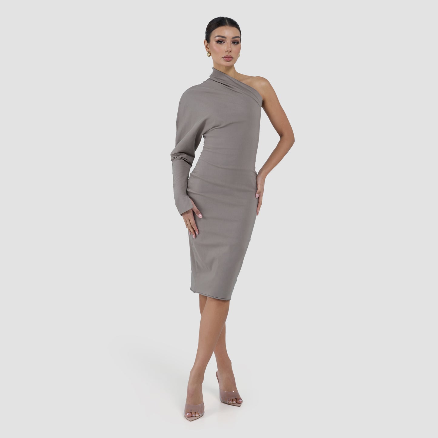 MAYA DRESS MIDI - TAUPE