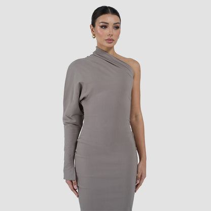 MAYA DRESS MIDI - TAUPE